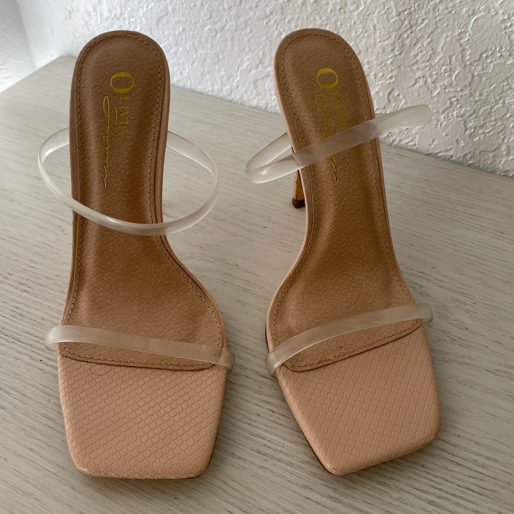 Forever 21 Nude Heels with Clear Straps